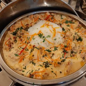 Chicken Afghani in Cashew Sauce with noodles