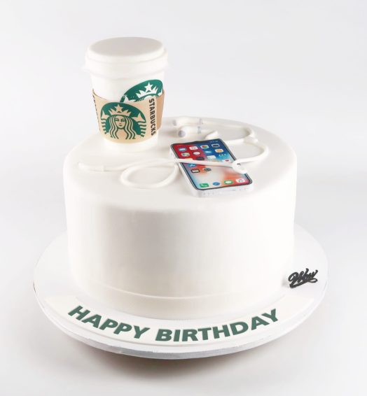 i phone and star bucks cake