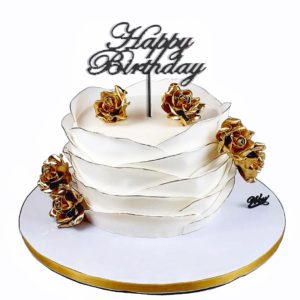 Golden Sugar Flowers Cake.