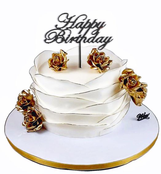 Golden Sugar Flowers Cake.