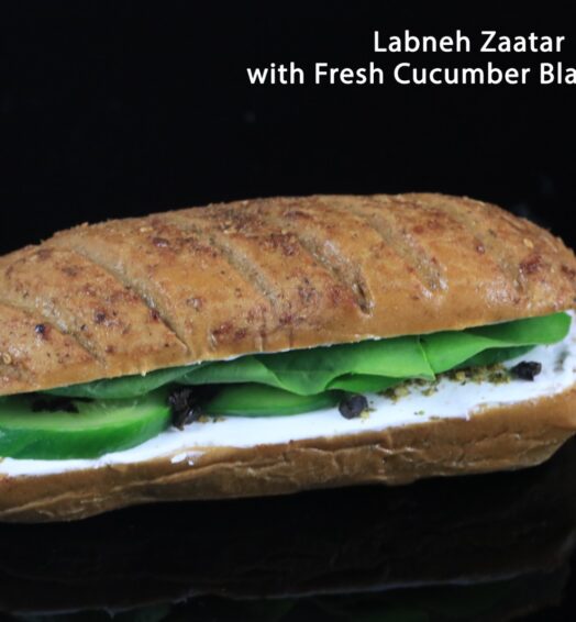 Labneh Zaatar With Fresh Cucumber Black Olives