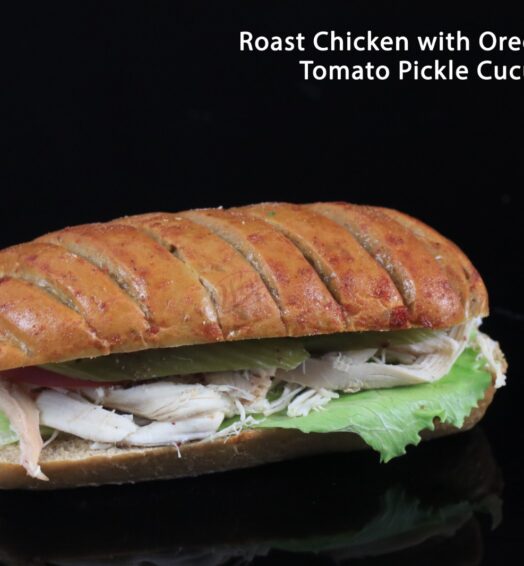 Roast Chicken With Oregano Sauce Tomato Pickle Cucumber